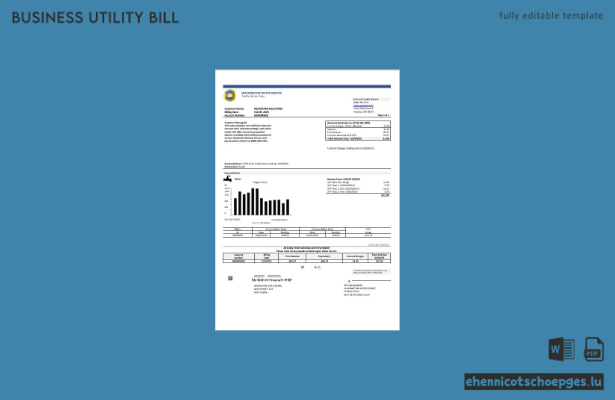 Beispielrechnung des Washington Water Service (USA) für Unternehmen in Word- und PDF-Formaten